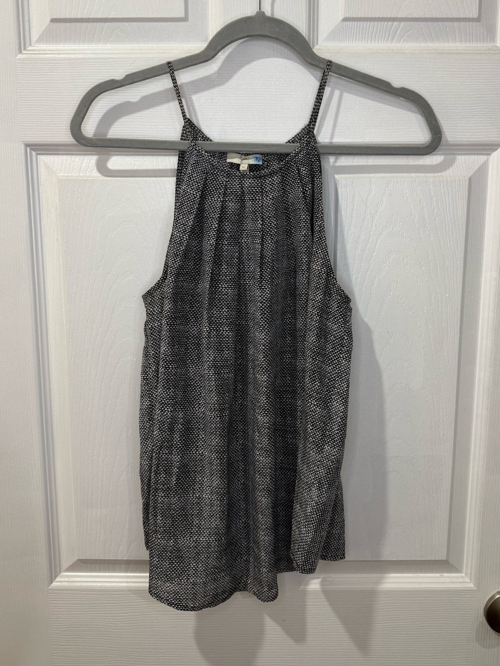 Joie Black & White Textured Sleeveless Halter Tank